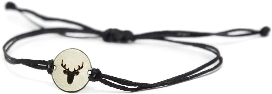 Stainless Steel Deer Charm Bracelet - Adjustable Black Cord - Nature's Graceful Symbol - Unisex Jewelry for Men & Women - Embrace the Gentle Spirit of the Majestic Deer