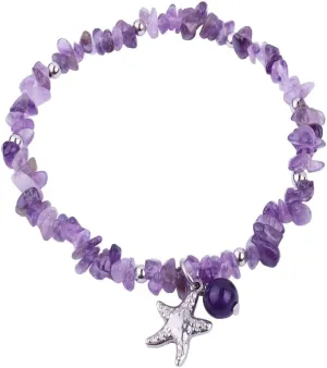 Starfish Anklet Bracelets Handmade Amethyst Healing Stone Stretch Anklets Chakra Beach Foot Jewelry for Women Girl