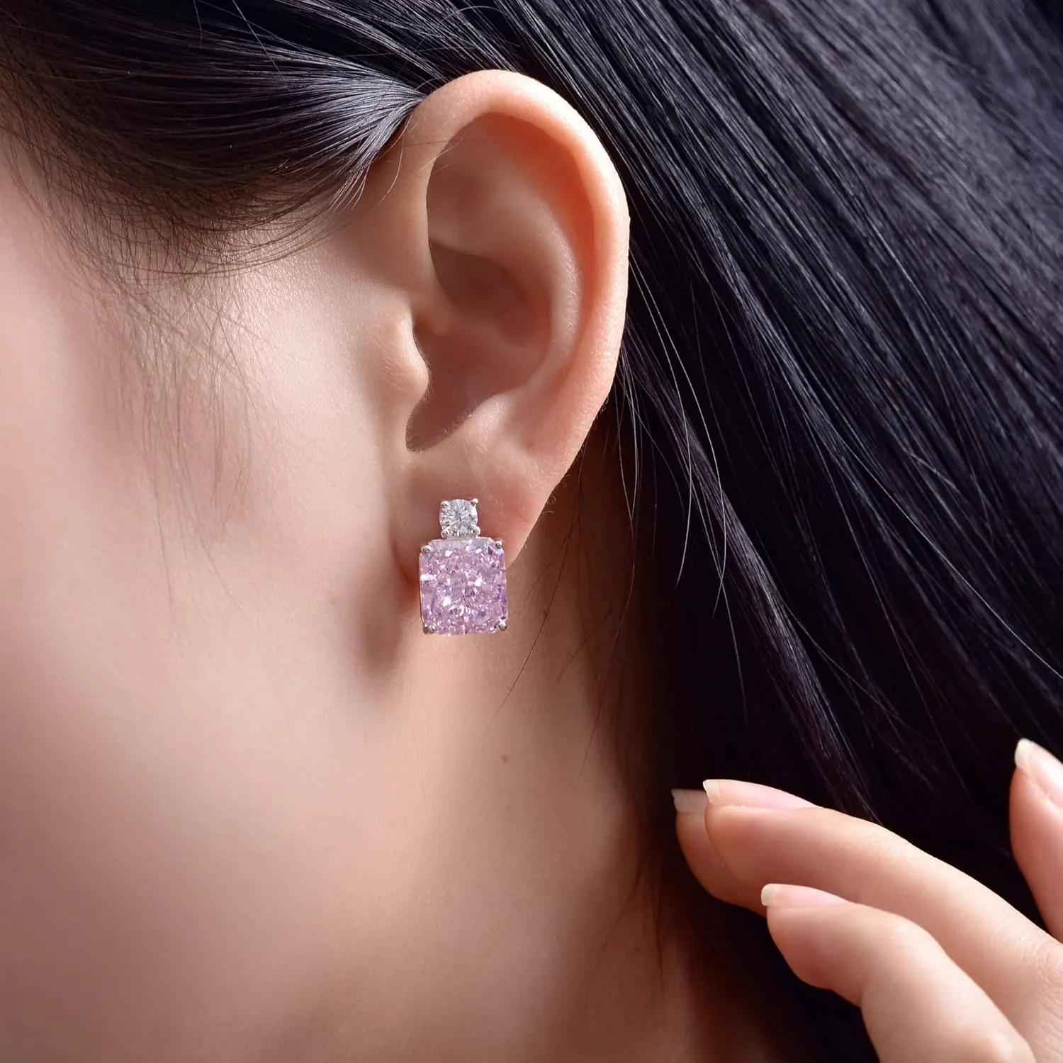 Sterling Silver 3-10 Carat Lab Simulation Diamond Stud Earrings for Women, 5A Cubic Zirconia Solitaire Earrings Hypoallergenic Sparking Jewelry Gifts for Her Birthday Christmas