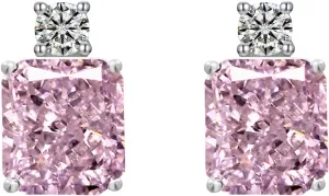 Sterling Silver 3-10 Carat Lab Simulation Diamond Stud Earrings for Women, 5A Cubic Zirconia Solitaire Earrings Hypoallergenic Sparking Jewelry Gifts for Her Birthday Christmas