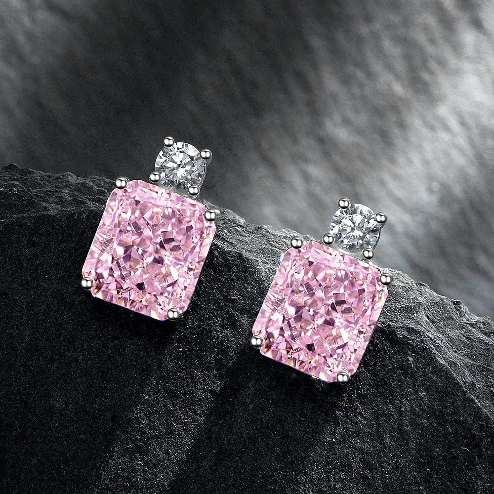 Sterling Silver 3-10 Carat Lab Simulation Diamond Stud Earrings for Women, 5A Cubic Zirconia Solitaire Earrings Hypoallergenic Sparking Jewelry Gifts for Her Birthday Christmas