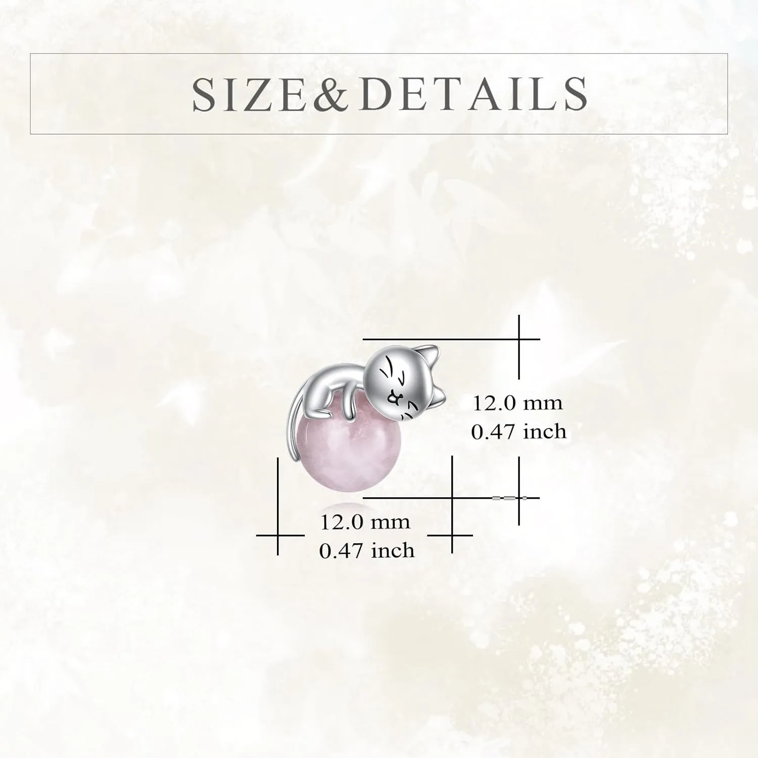 Sterling Silver Birthstone Black Cat Stud Earrings - Cat Birthstone Earrings for Women's Birthday Gift