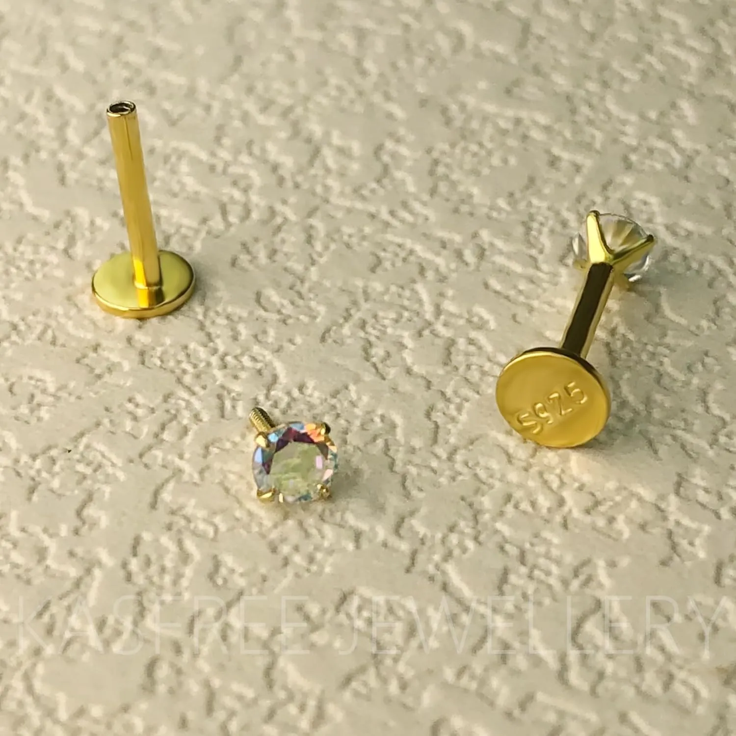 Sterling Silver Flat Back Stud Earrings Internally Threaded Labret Piercing Studs Flat Piercing Earrings Studs Nose Studs for Women