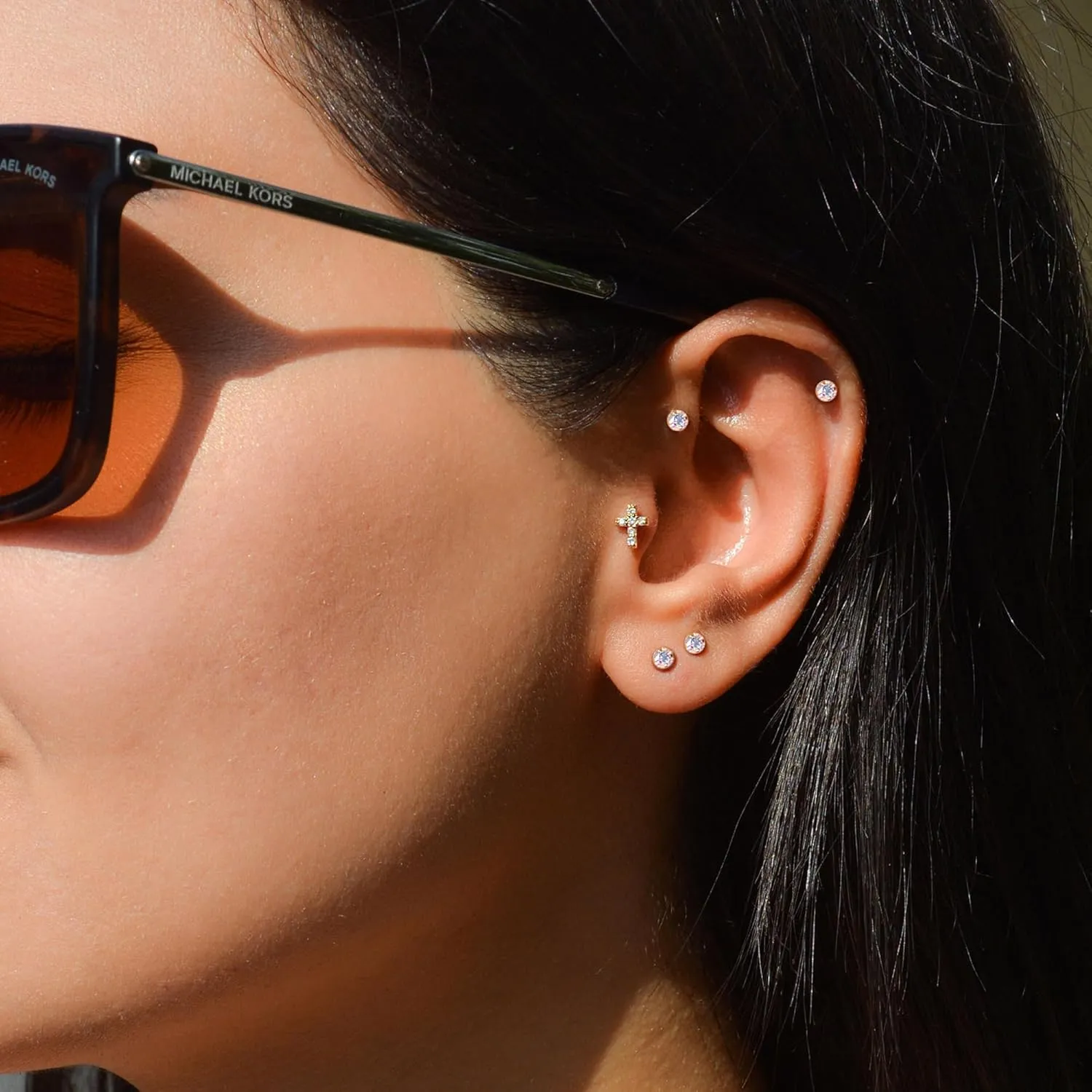 Sterling Silver Flat Back Stud Earrings Internally Threaded Labret Piercing Studs Flat Piercing Earrings Studs Nose Studs for Women