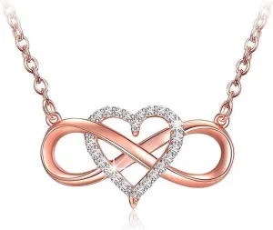 Sterling Silver Forever Love Heart Infinity with Cubic Zirconia Pendant Necklace