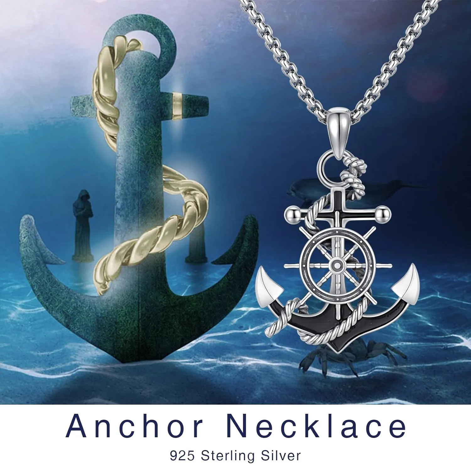 Sterling Silver Nautical Anchor Necklace for Men & Women - Inspirational Jewelry Gifts for Travelers, Graduates & Sailors