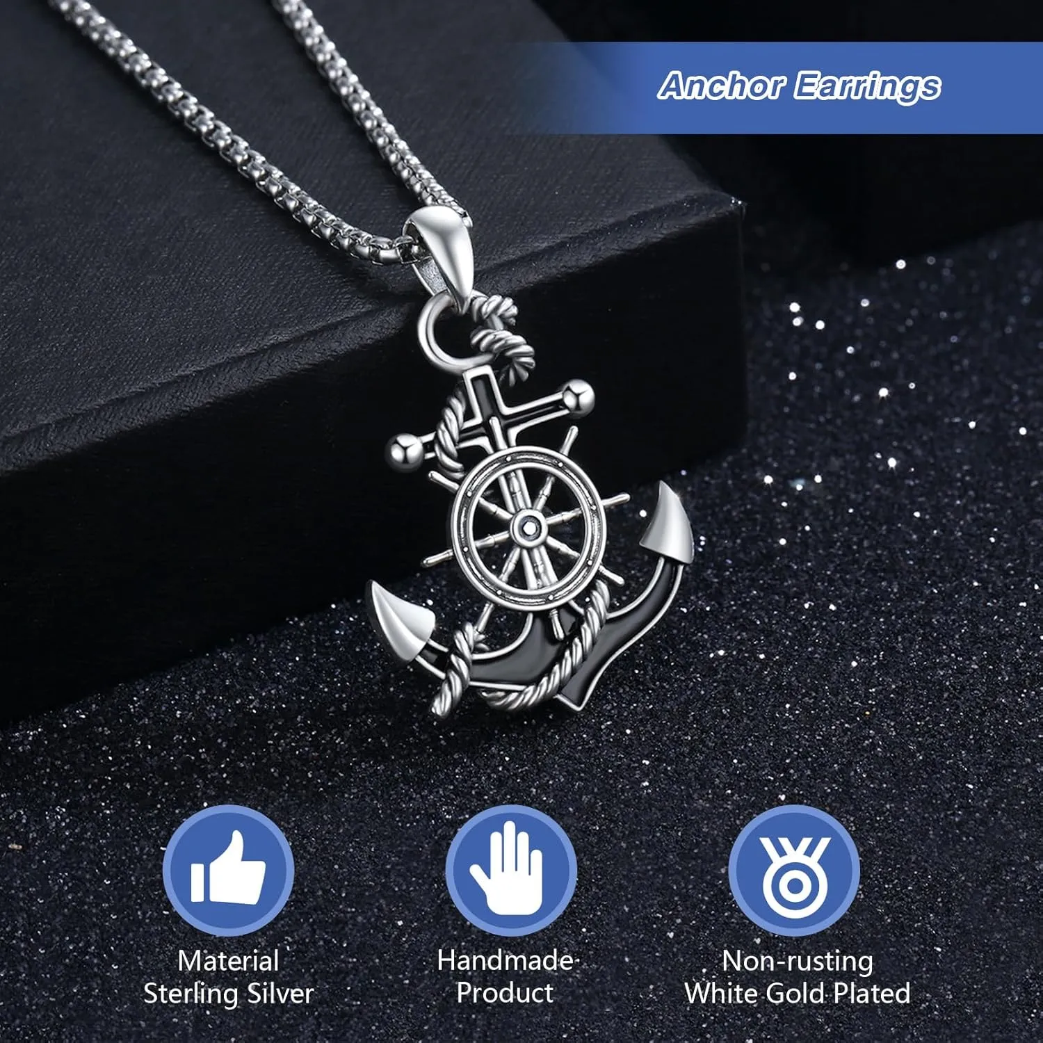 Sterling Silver Nautical Anchor Necklace for Men & Women - Inspirational Jewelry Gifts for Travelers, Graduates & Sailors