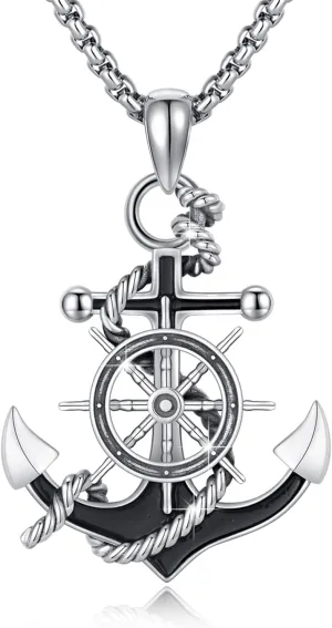 Sterling Silver Nautical Anchor Necklace for Men & Women - Inspirational Jewelry Gifts for Travelers, Graduates & Sailors