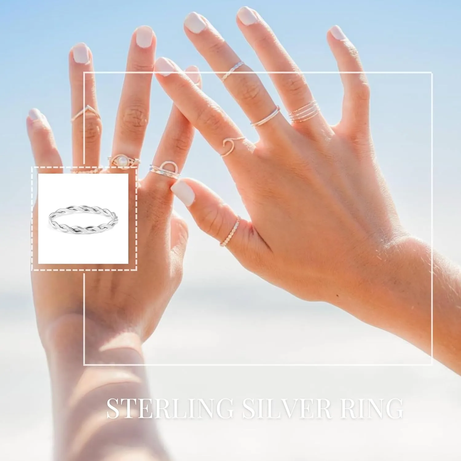 Sterling Silver Stacking Ring | Silver Statement Ring | Dainty | Simple and Elegant | Minimalist Jewelry | Waterproof Everyday Wear | Handmade (Size 9)