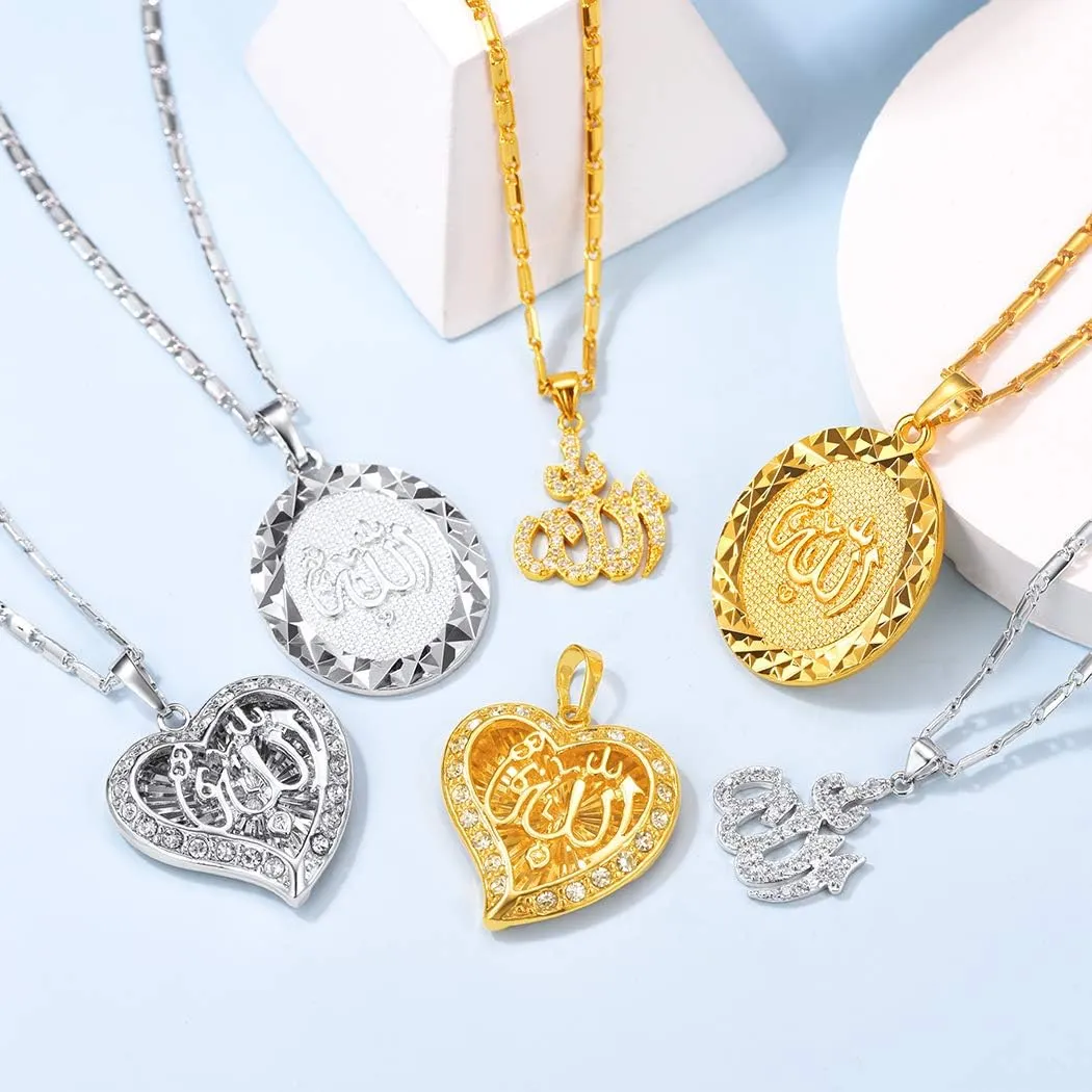 Suplight 925 Sterling Silver Jewish Star of David Necklace, Stainless Steel Gold Plated Islamic Hand of Fatima Heart Oval Allah Necklaces for Women Men (with Gift Box)