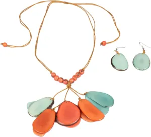 Tagua nut necklace with earrings and adjustable cord, handmade necklaces for women, tagua jewerly best deal