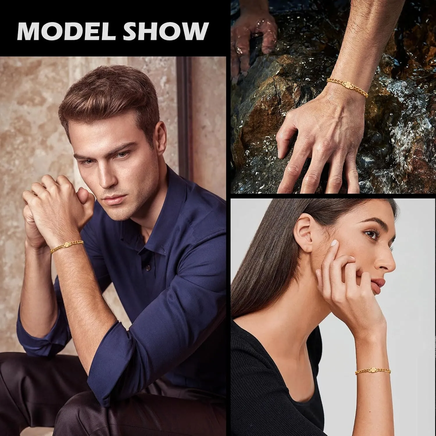 Tempbeau Initial Bracelets for Men Women - Personalized A-Z Letter Stainless Steel Cuband Link Chain Bracelet Christmas Birthday Valentines Day Trendy Jewelry Gifts Ideas for Boyfriend Teen Boys Girls