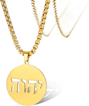 Tetragrammaton Hebrew Alphabet Necklaces Jehovah Name of God Pendant Jewish Christian Israel Chain Jewelry for Men Women