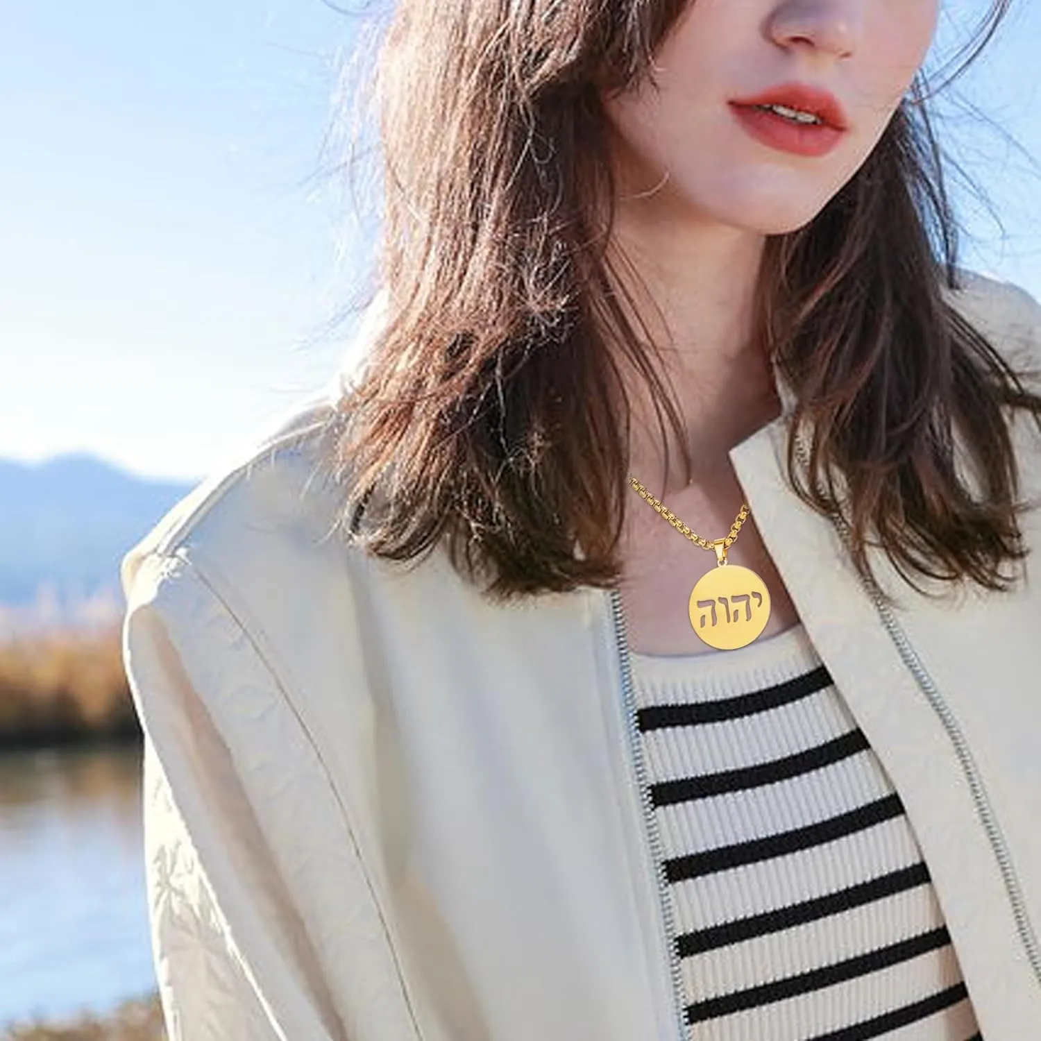 Tetragrammaton Hebrew Alphabet Necklaces Jehovah Name of God Pendant Jewish Christian Israel Chain Jewelry for Men Women