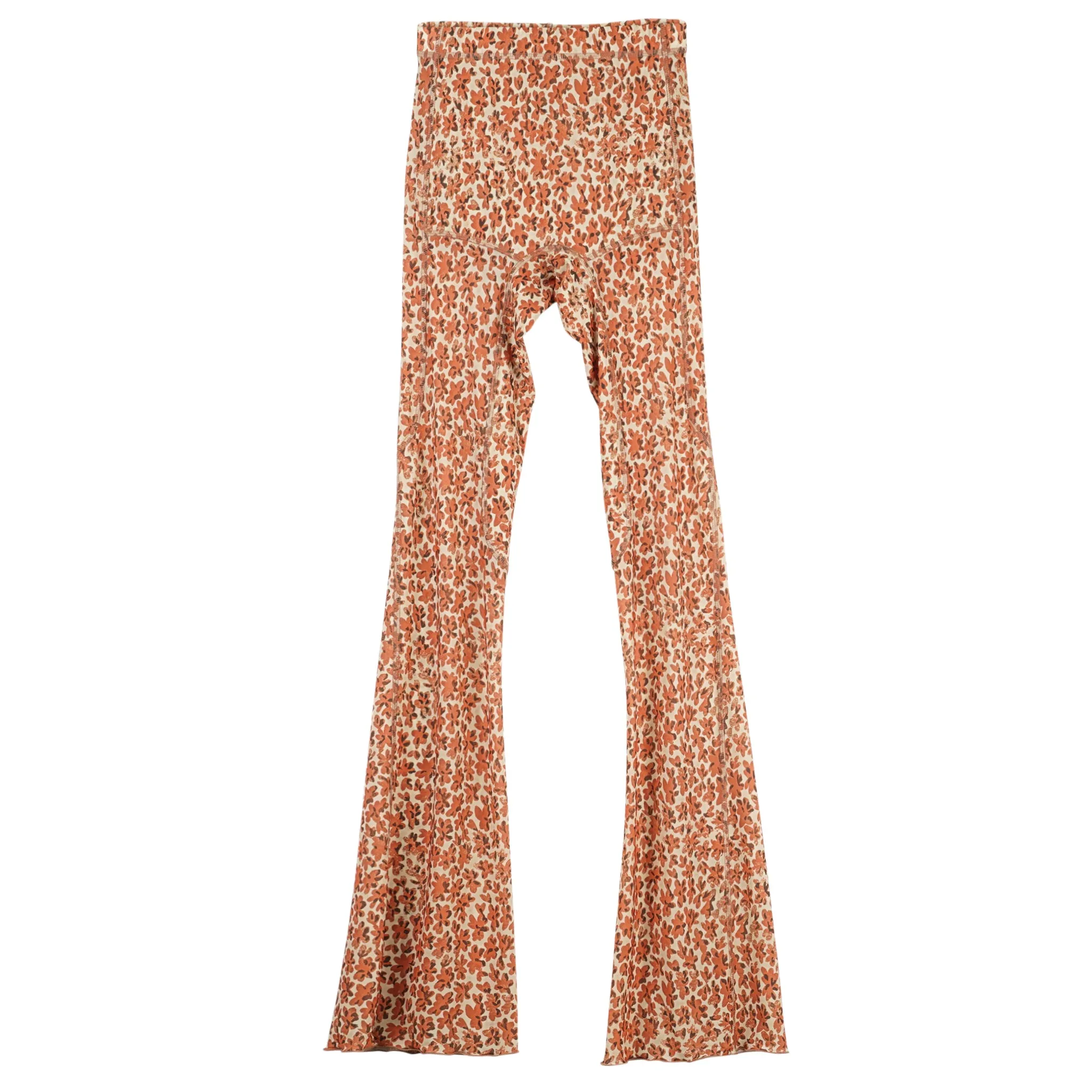 THIN MESH LEGGINGS WITH ANATOMICAL CUTTING LINES / SCORCHED FLOWER