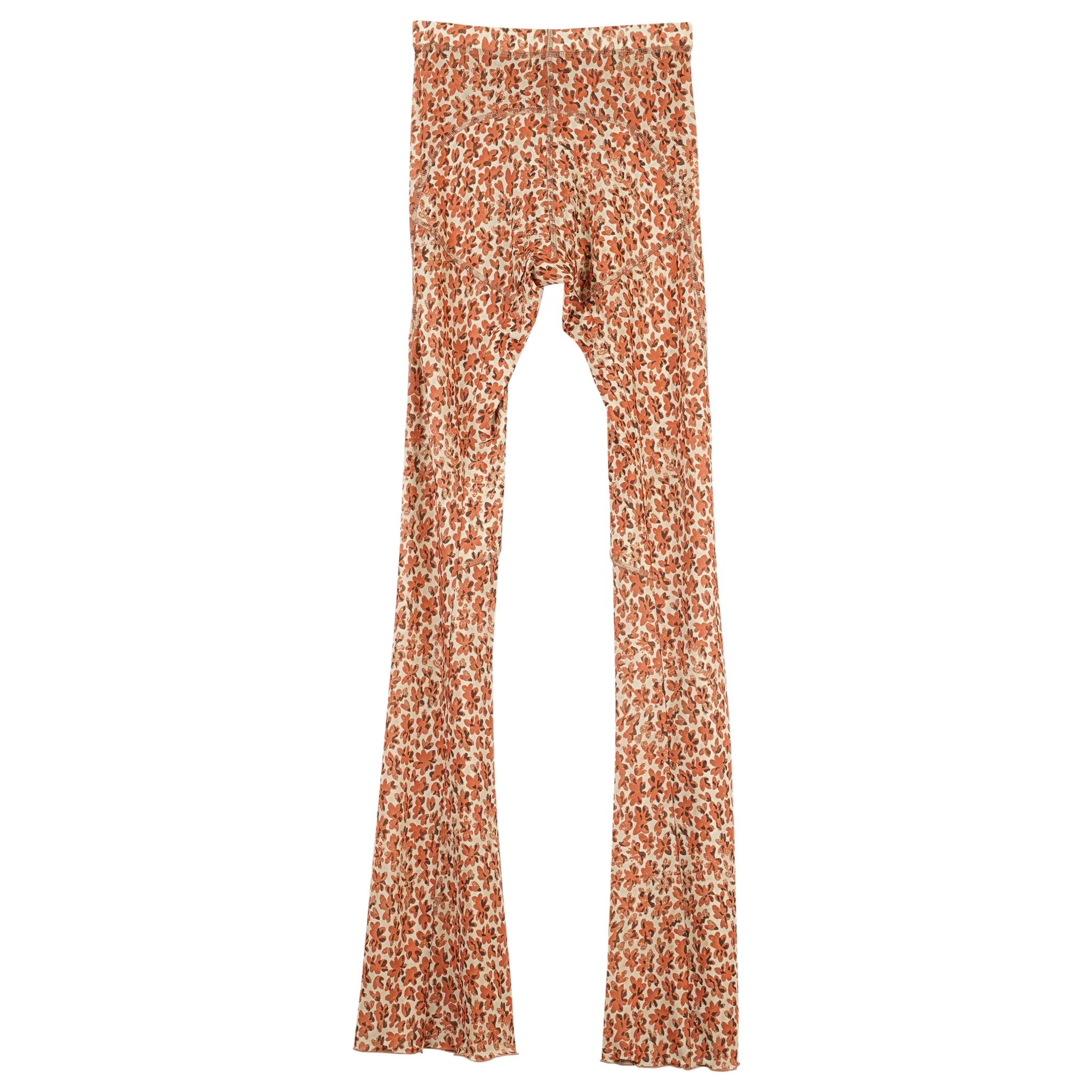 THIN MESH LEGGINGS WITH ANATOMICAL CUTTING LINES / SCORCHED FLOWER