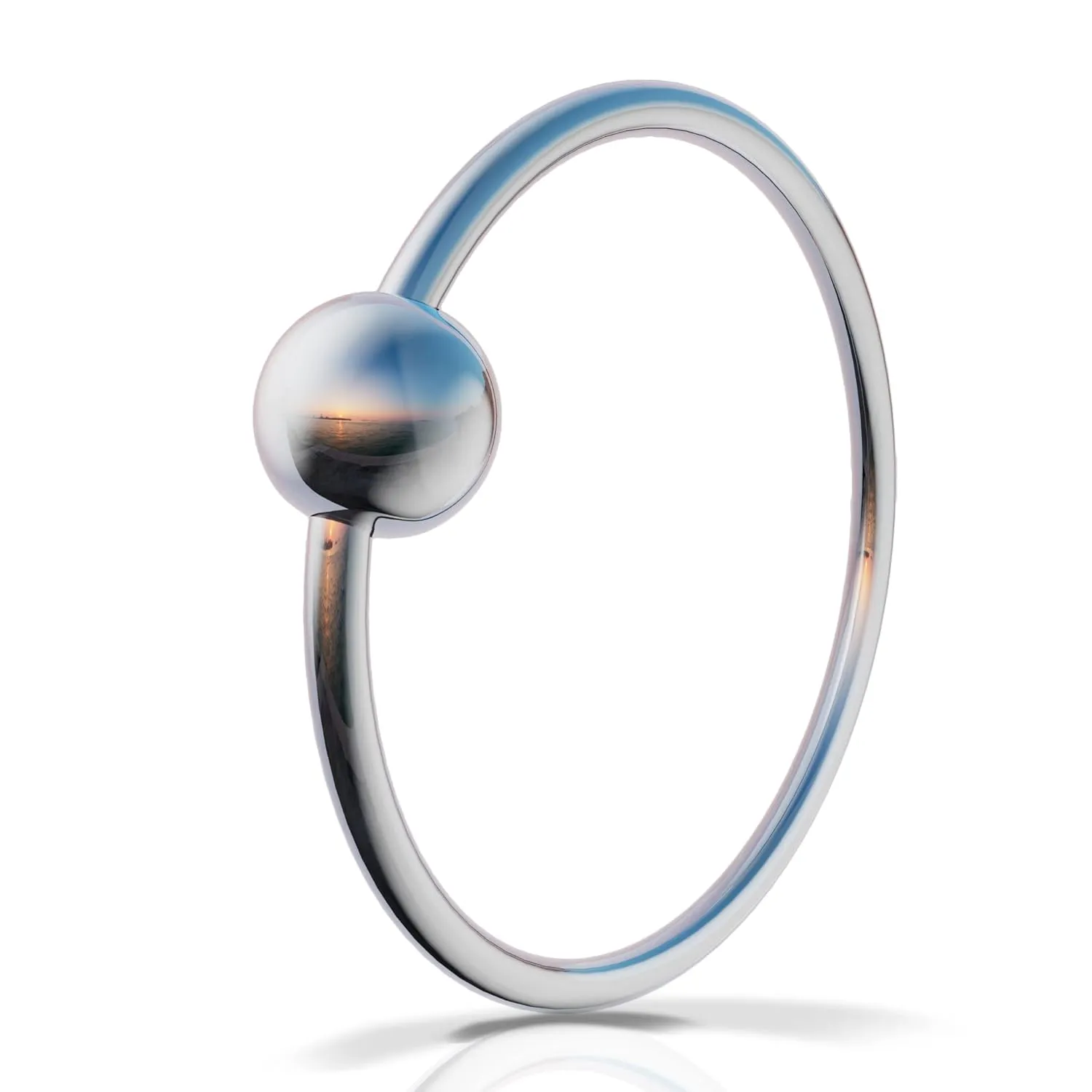 Tiny Nose Ring Piercing 925 Sterling Silver Helix Hoop, Ball Bead Hoop Cartilage Earrings with 20 Gauge, Handmade Fashionable Jewelry, Hypoallergenic, Tragus Lip Nose Body Piercing for Women, 7-8mm