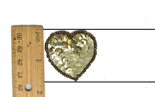 Tiny Sequin Heart Appliques 1.75" x 1.63" - 1 Piece