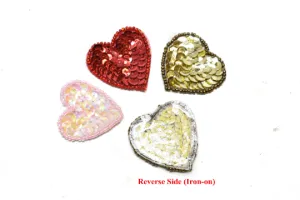 Tiny Sequin Heart Appliques 1.75" x 1.63" - 1 Piece
