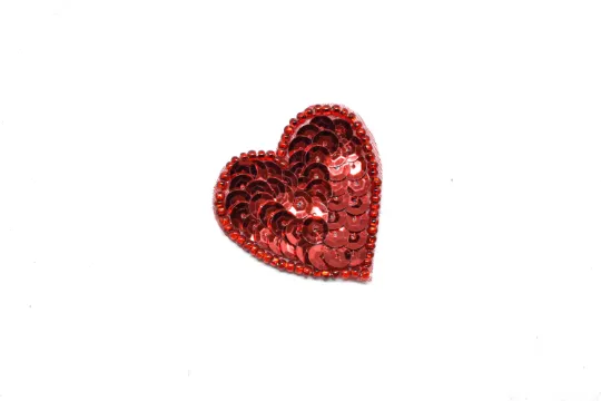 Tiny Sequin Heart Appliques 1.75" x 1.63" - 1 Piece