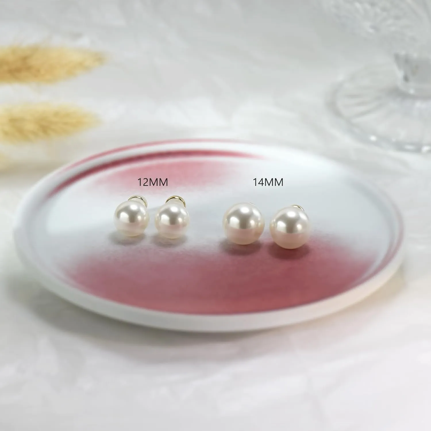 Trendy Big Simulated Pearl Earrings for Women, 925 Sterling Silver Post 14/12MM Oversized Large Pearl Studs Bride Bridesmaid Wedding Earrings Jewelry Gifts