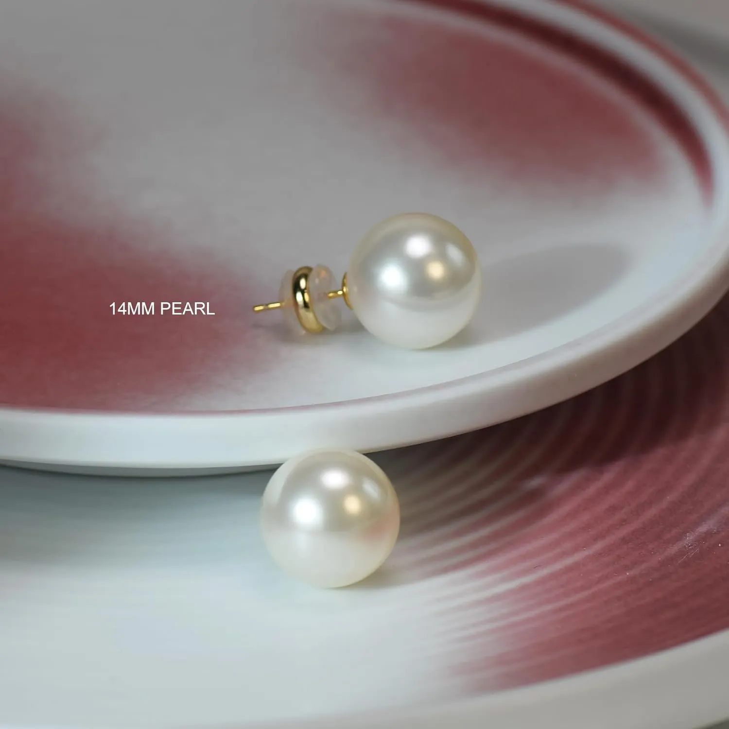 Trendy Big Simulated Pearl Earrings for Women, 925 Sterling Silver Post 14/12MM Oversized Large Pearl Studs Bride Bridesmaid Wedding Earrings Jewelry Gifts