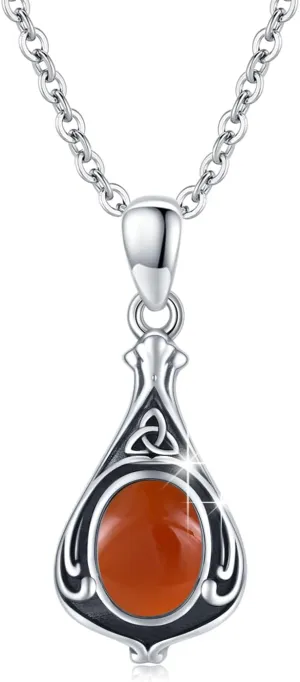 TUGHRA Gemstone Necklaces for Women 925 Sterling Silver Celtic Knot Jewelry Gifts Exquisite Teardrop Necklace Dainty Pendant Necklace