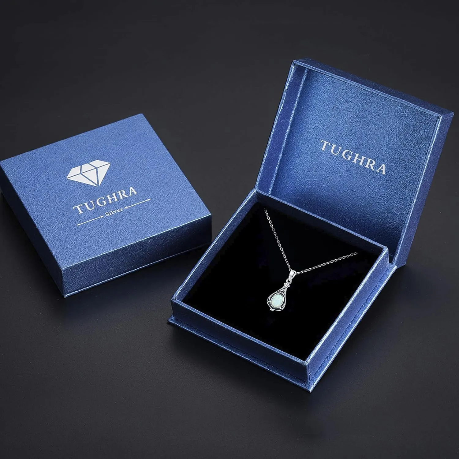 TUGHRA Gemstone Necklaces for Women 925 Sterling Silver Celtic Knot Jewelry Gifts Exquisite Teardrop Necklace Dainty Pendant Necklace
