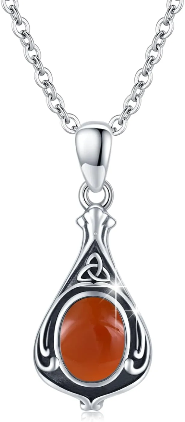TUGHRA Gemstone Necklaces for Women 925 Sterling Silver Celtic Knot Jewelry Gifts Exquisite Teardrop Necklace Dainty Pendant Necklace