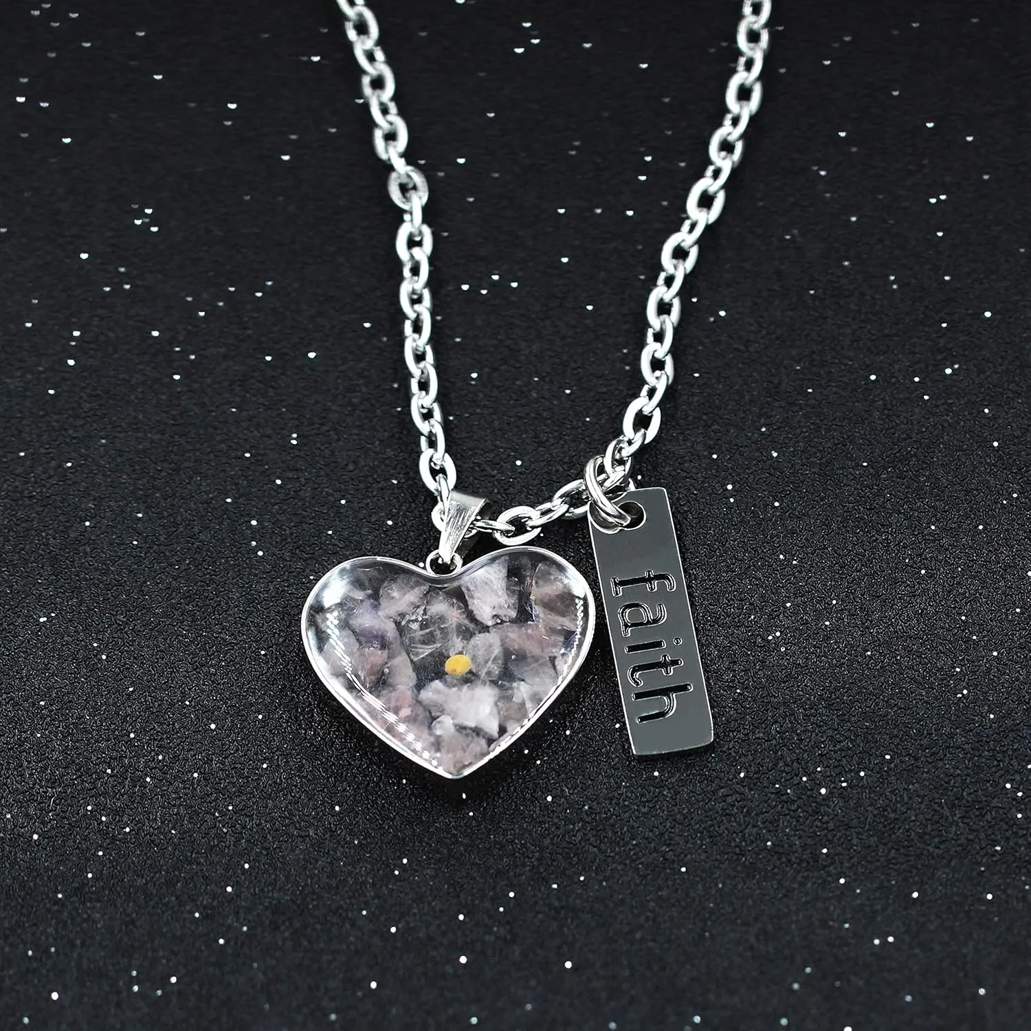 Uloveido Dainty Simulated Coral & Turquoise & Golden Sandstone Heart Pendant Necklace Mustard Seed Faith Jewelry Y962