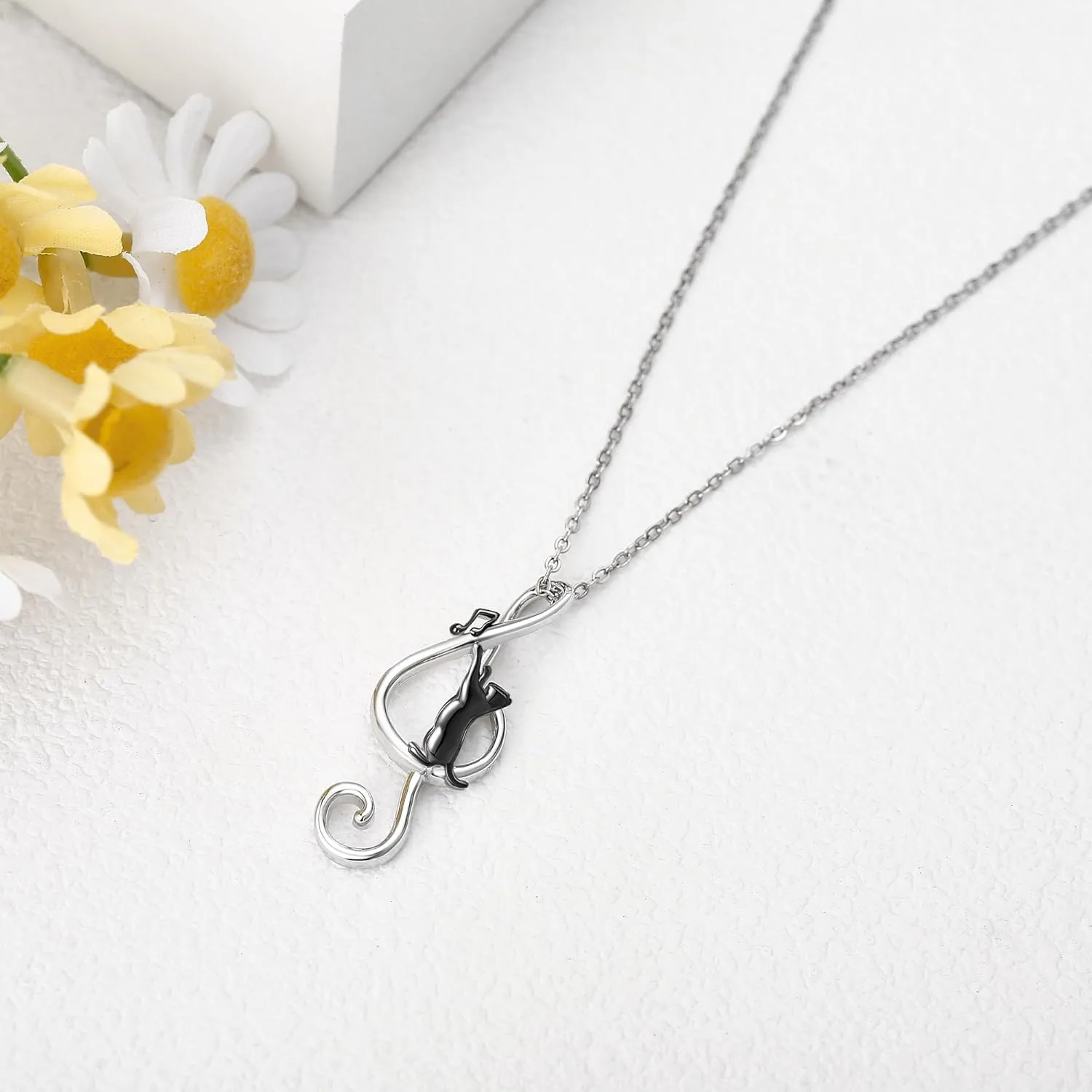 URONE Cat Necklace 925 Sterling Silver Cat Pendants Necklace Animals Jewelry Gifts For Women