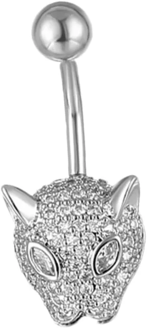 VANZACK Elegant Leopard Navel Ring Stainless Steel Belly Button Piercing Zircon Belly Jewelry