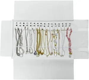 Velvet Travel Jewelry Roll Bag Organizer for Necklace, Elastic Band and Anti-winding, Beige