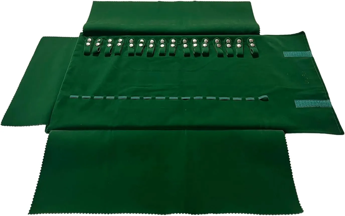 Velvet Travel Jewelry Roll Bag Organizer for Necklace, Elastic Band and Anti-winding, Blackish Green