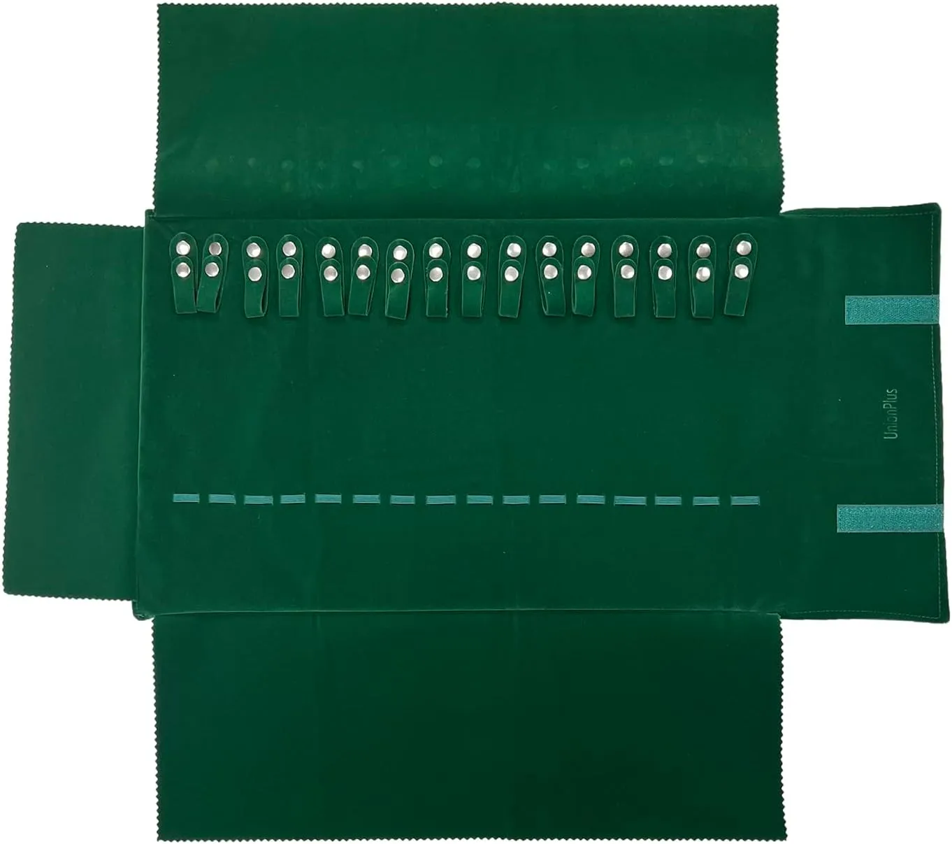 Velvet Travel Jewelry Roll Bag Organizer for Necklace, Elastic Band and Anti-winding, Blackish Green