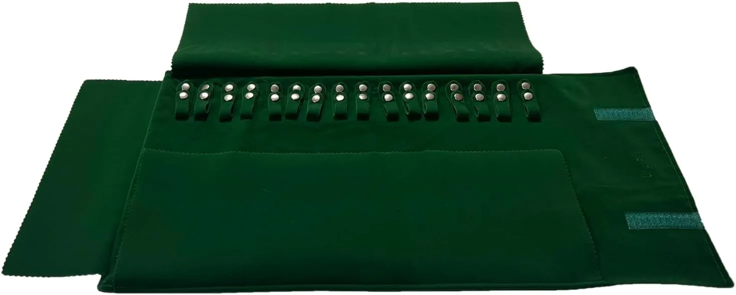 Velvet Travel Jewelry Roll Bag Organizer for Necklace, Elastic Band and Anti-winding, Blackish Green
