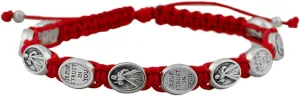 Venerare Woven Cord Bracelet | 10 Beautiful Divine Mercy Medal Beads | Adjustable | Red and White | Great Catholic Gift for First Communion, Confirmation, and Ordination | Stylish Religious Accessory
