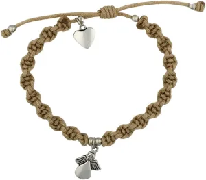 Venerare Woven Twist Bracelet with Angel Charm | Adjustable Size | Green and Tan | Great Catholic Gift for First Communion, Confirmation, and Ordination | Stylish Religious Accessory