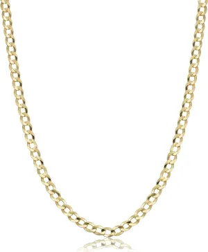 Verona Jewelers 10K Gold Unisex 2.2mm Italian Cuban Curb Link Chain Necklace- 10K Necklaces, 10 Karat Gold Chain, 16" 18" 20" 22" 24" 26" 28" 30"