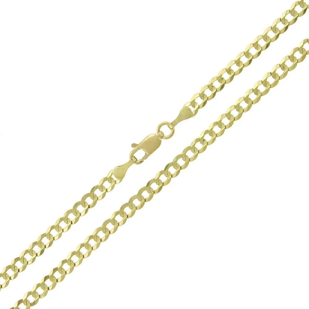 Verona Jewelers 10K Gold Unisex 2.2mm Italian Cuban Curb Link Chain Necklace- 10K Necklaces, 10 Karat Gold Chain, 16" 18" 20" 22" 24" 26" 28" 30"