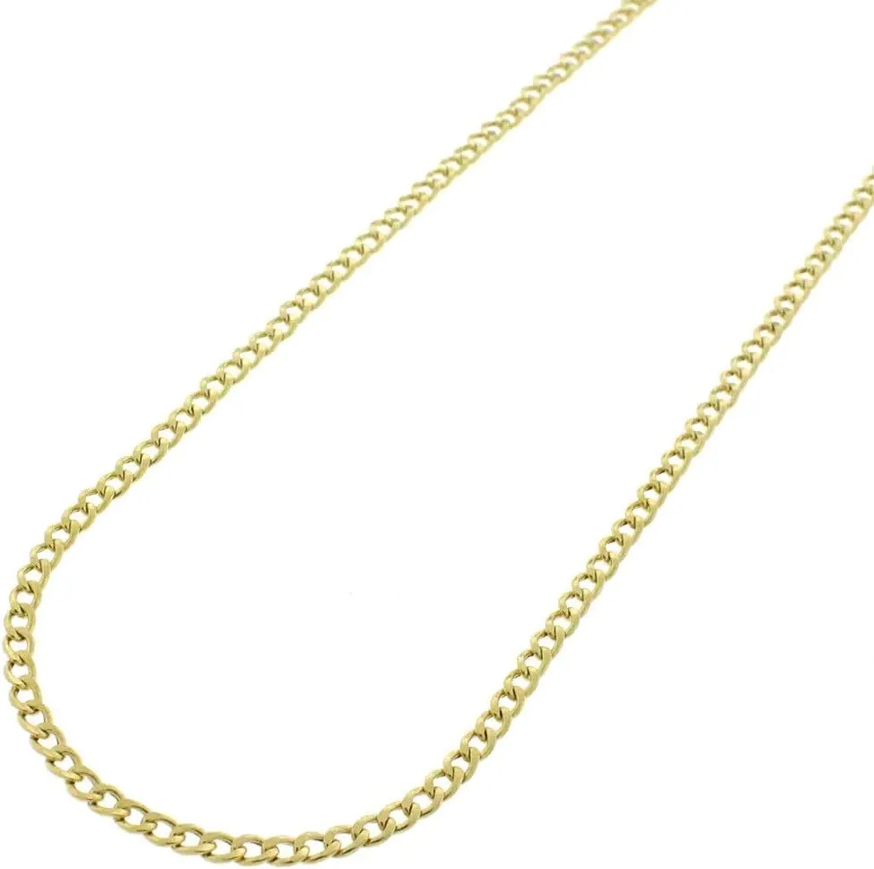 Verona Jewelers 10K Gold Unisex 2.2mm Italian Cuban Curb Link Chain Necklace- 10K Necklaces, 10 Karat Gold Chain, 16" 18" 20" 22" 24" 26" 28" 30"
