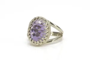 Vintage Amethyst Ring - Elegant Gemstone in Sterling Silver - Gold Ring Band - Love February Birthstone - Purple Rings Perfect as Jewelry for Any Occasion - With Box