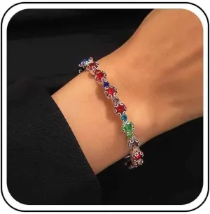 Vintage Crystal Tennis Chain Bracelet Cubic Cz Classic Tennis Bracelet Crystal Chain Bracelet Rhinestone Wedding Bracelet Jewelry for Women