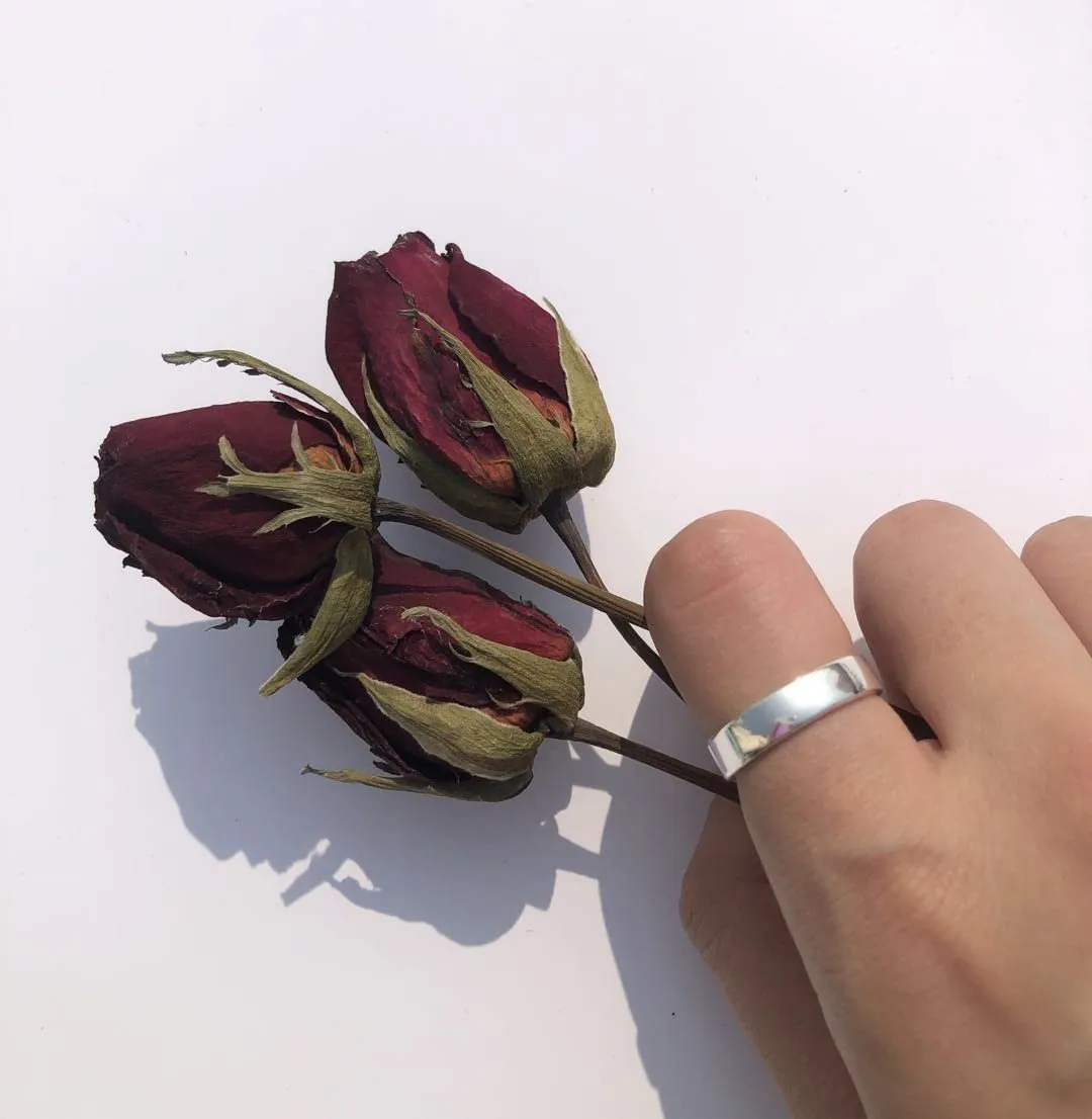 Vintage Knuckle 925 Sterling Silver Rings for Women/Men, Adjustable Rings, Plated plated cupronickel, Exquisite Jewelry Gift Box (Wide plain ring)