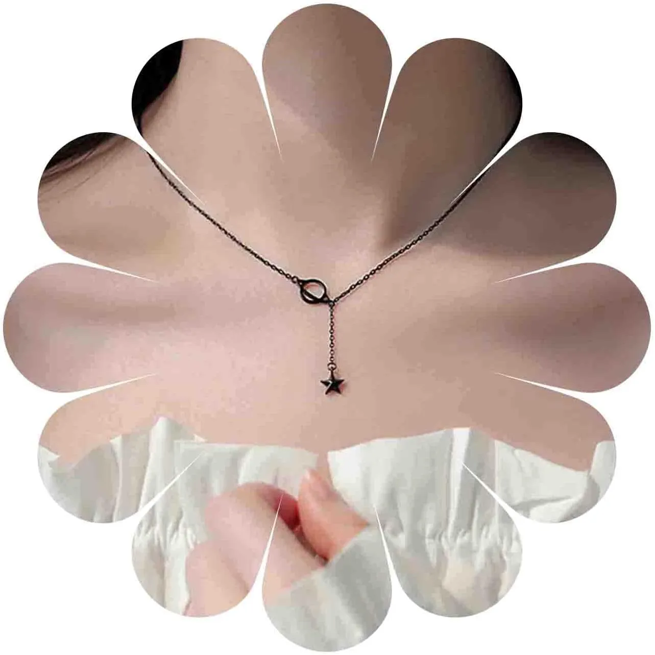Vintage Star Y Necklace Black Circle Y Lariat Necklace Bohemia Star Necklace Choker Punk Star Drop Chain Necklace Jewelry for Women Valentine Gifts