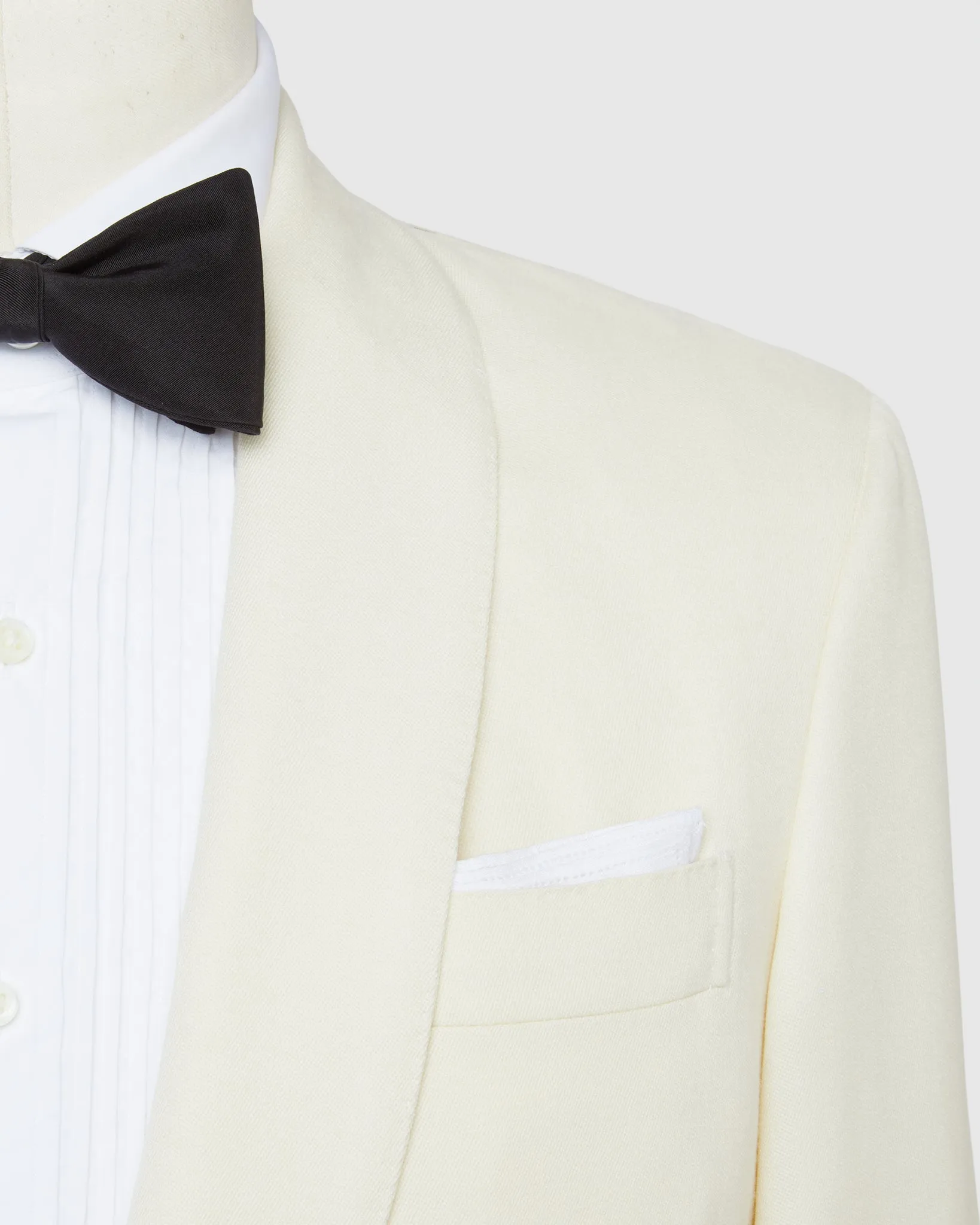 Virgil No. 3 Shawl Collar Dinner Jacket in Ivory Wool Barathea