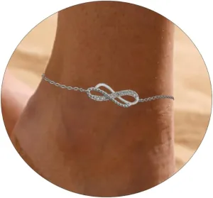 VIROMY Ankle Bracelets for Women Gold Chain 14K Gold Plated Pearls Beads Anklet Dainty Beach Summer Simple Foot Anklets for Women