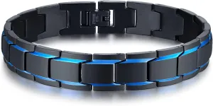 VNOX Personalized Stainless Steel Link Bracelet for Men Elegant Two-Tone Square Link Chain Bracelet for Men Dad Wristband Adjustable