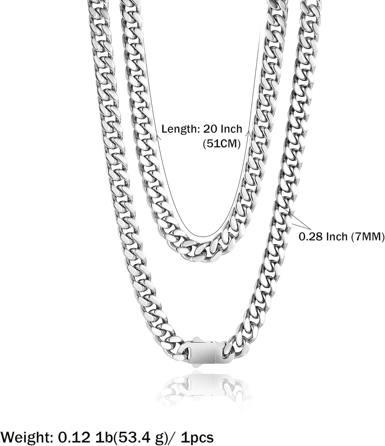 Waterproof Cuban Link Chain for Men 316L Stainless Steel Chain/Black Chain Width 5mm/7mm/9mm, Miami Cuban Chain Necklace for Men No Tarnish& Durable Hip Hop Mens Jewelry