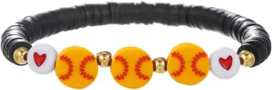 WCRAZYE Sports Bracelets Charm Football Baseball Basketball Volleyball Soccer Softball Stackable Clay Beaded Bracelets for Sport Team Lovers Players Gifts